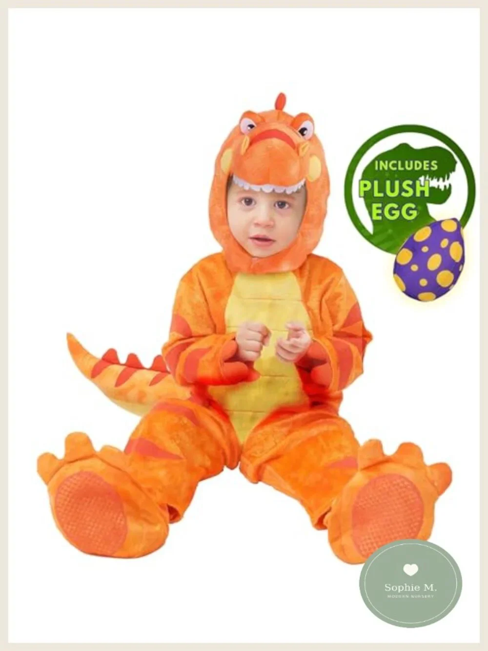 Toddler T-Rex Dinosaur Halloween Costume Kids Unisex with Egg and Booties